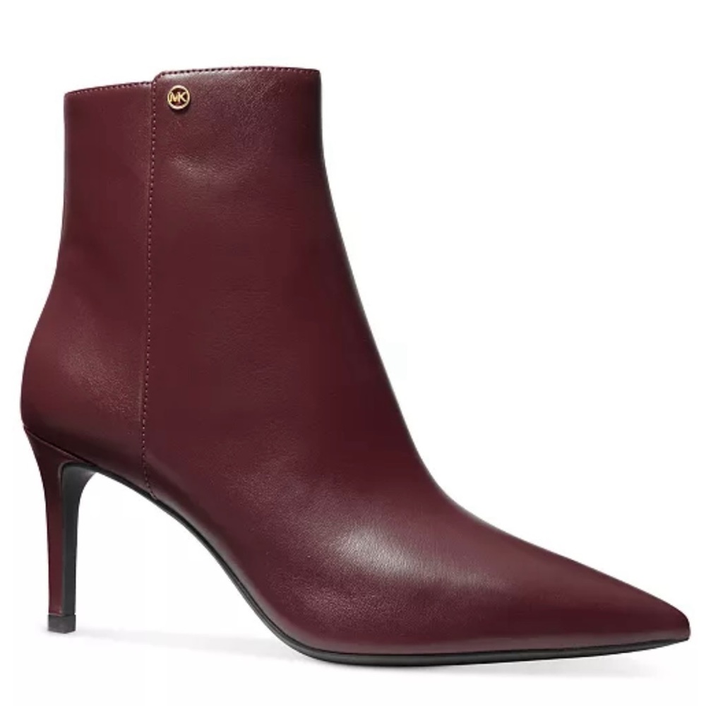 NWT MICHAEL By Michael Kors Booties Alina Flex Boots NEW Merlot NWOB Gold Heels